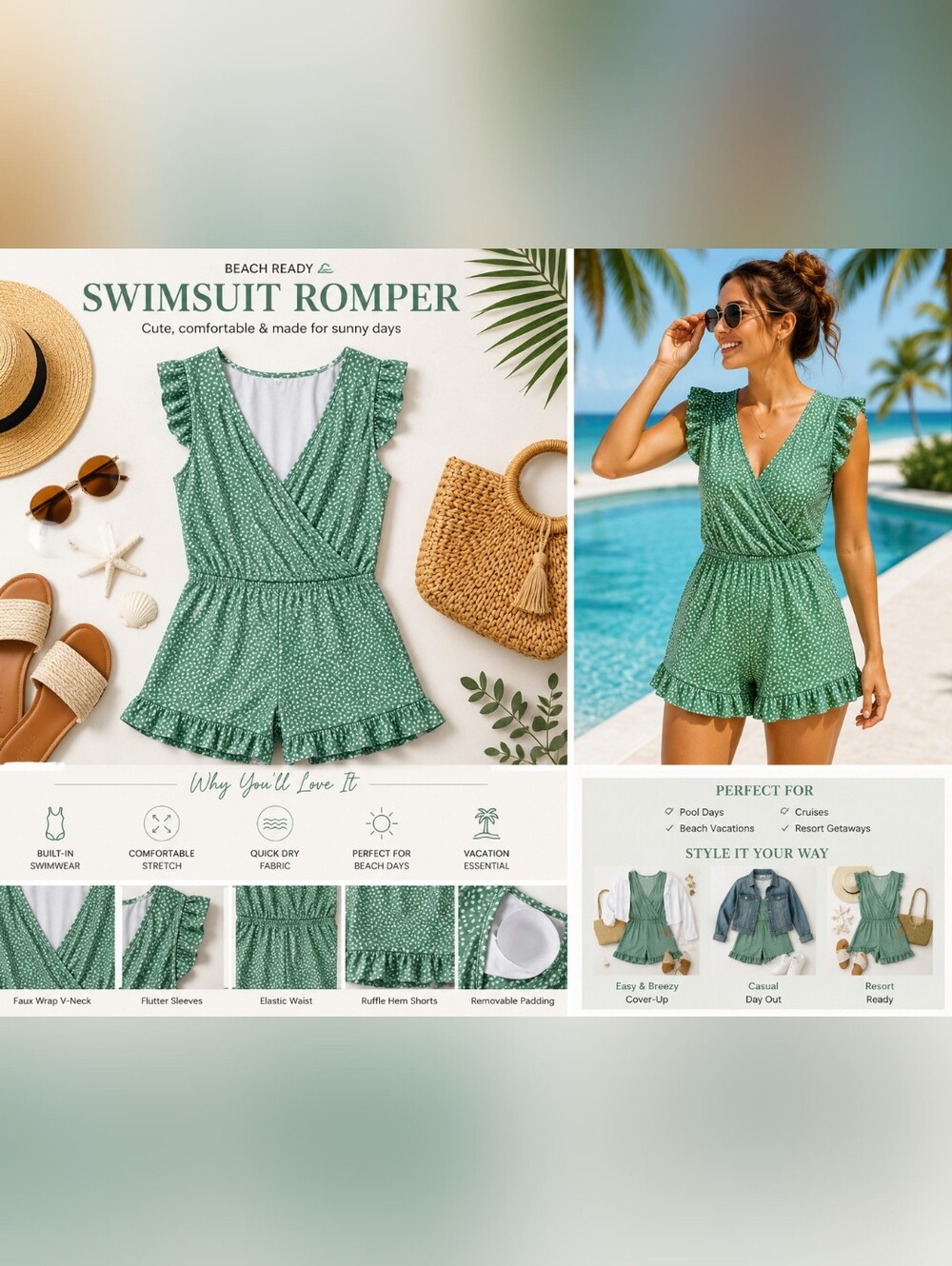 Women's Modest Swim Romper / Swim Cover-Up – Size 2XL – New